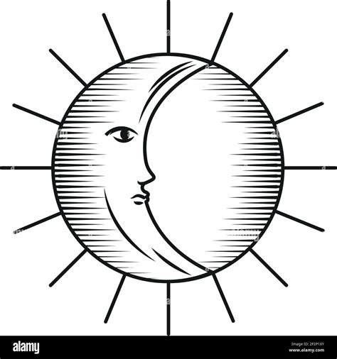 Astrología Sol Luna Cara Boceto Imagen Vector De Stock Alamy