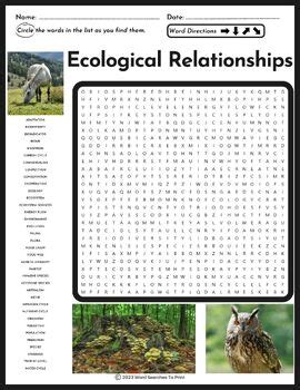 Ecological Relationships Word Search Puzzle By Word Searches To Print