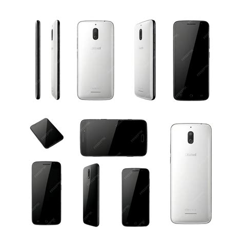 A white display of three different phones with one showing the bottom half | Premium AI