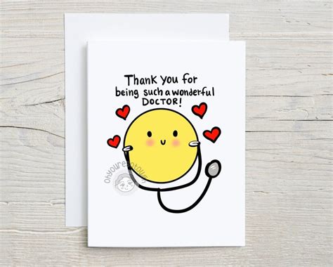 Doctor Thank You Card Funny Doctor Thank You T Doctor Etsy