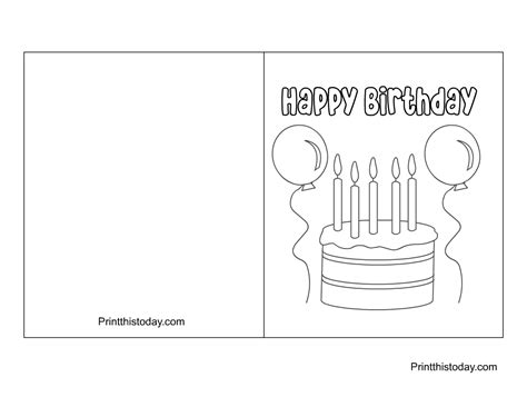 Free Foldable Printable Birthday Cards To Color