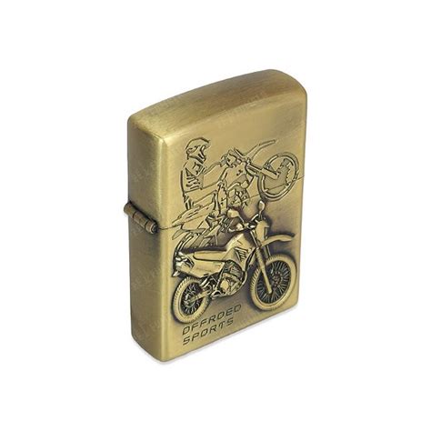 Isqueiro Motocross Offroad Dourado Envelhecido Zé Fumaça