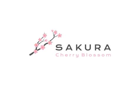 Sakura Logo Illustration Japanese Flower Cherry Blossom Logo Design