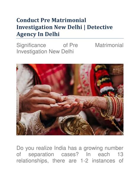 Ppt Conduct Pre Matrimonial Investigation New Delhi Detective