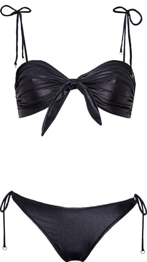 Aulala Paris Women S Miss Enthusiastic Shiny Bikini Set Black ShopStyle Two Piece Swimsuits