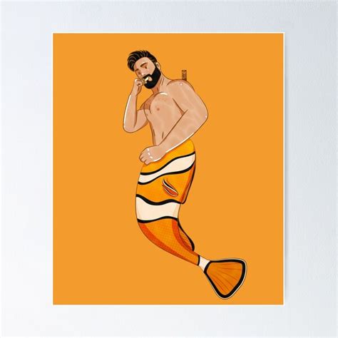 MERMAN ORANGE GAY BEAR Poster By Gbshop Redbubble