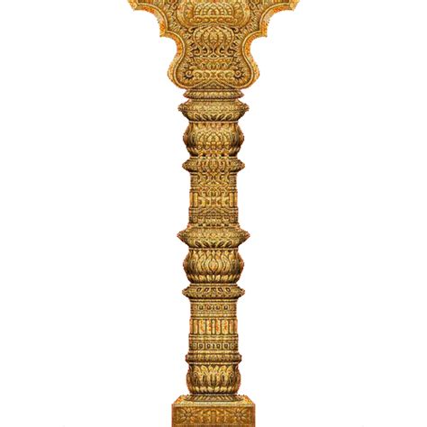 Gold Pillar Pillar Hindu Glitter Gold Temple India Deco