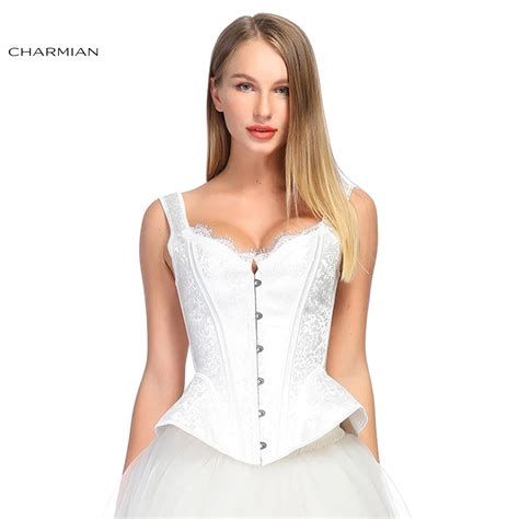 Charmian Women S Vintage Wide Plastic Bone Jacquard Overbust Corset