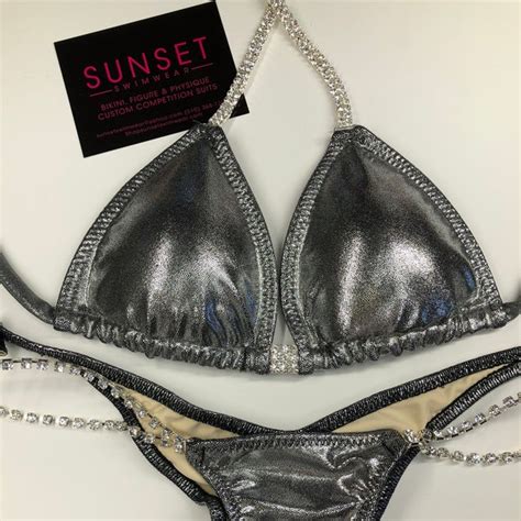 Silver Bikini Competition Suit Etsy