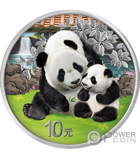 China Panda Coloured Moneda Plata Yuan China