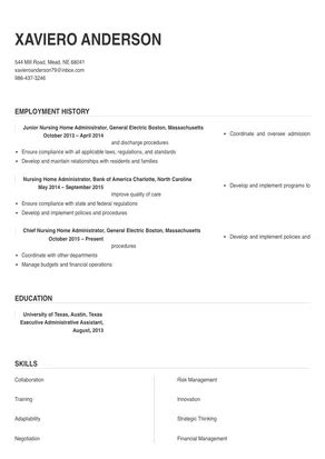 Nursing Home Administrator Resume Sample Tips Online Resume Builder