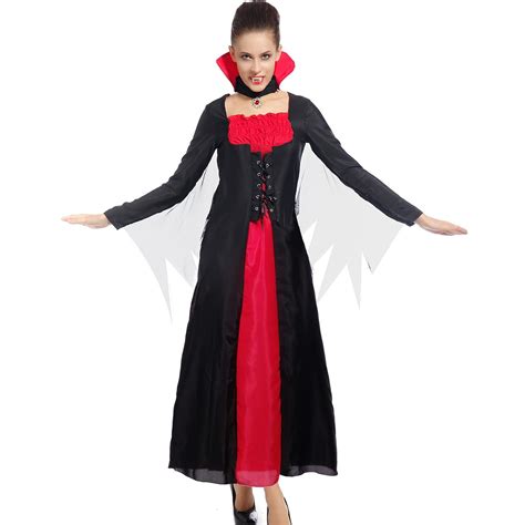 Ladies Gothic Vampire Vampiress Queen Bride Of Dracula Halloween Fancy Dress Costume