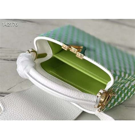 Louis Vuitton LV Women Capucines Mini White Green Taurillon Leather