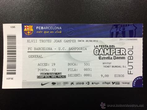 Entrada Entera Fc Barcelona Uc Sampdoria Trof Vendido En Venta