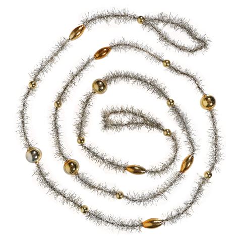 Christmas Glitterville Gold Silver Tinsel Bead Garland Chrisionshop