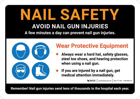 Nail Safety Avoid Nail Gun Injuries Landscape - Wall Sign