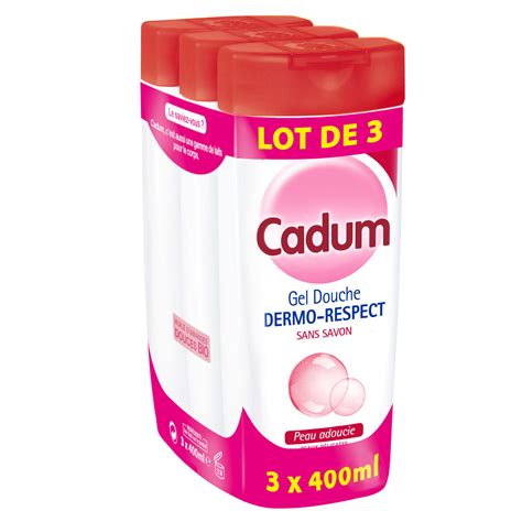 Gel Douche Dermo Respect CADUM les 3 flacons de 400mL à Prix Carrefour