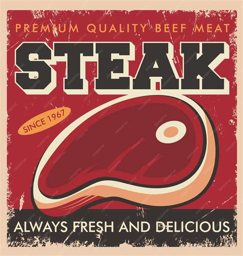 Premium Vector Steak House Retro Poster Design Vector Template