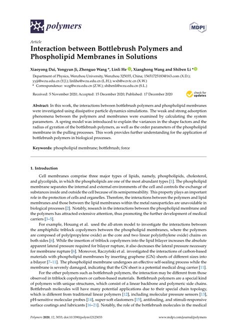 (PDF) Interaction between Bottlebrush Polymers and Phospholipid ... 