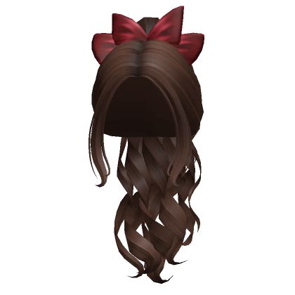 Long Curly Christmas Ponytail W Bow Brown Roblox