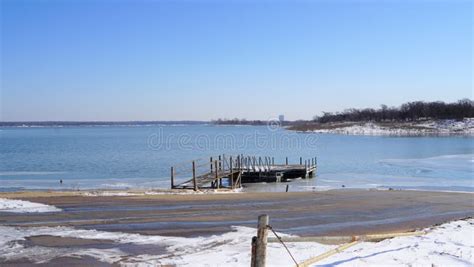 Grapevine Lake in Grapevine Texas with Snow and Ice. Stock Image ...