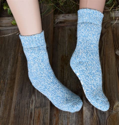 Thermo Wollsocken Winter Umschlagsocken Kuschel Socken Hell Meliert