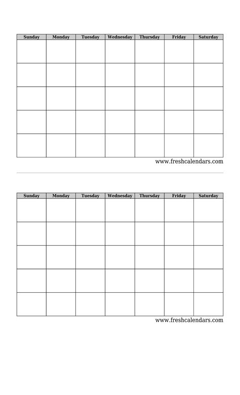 Blank One Month Calendar Template