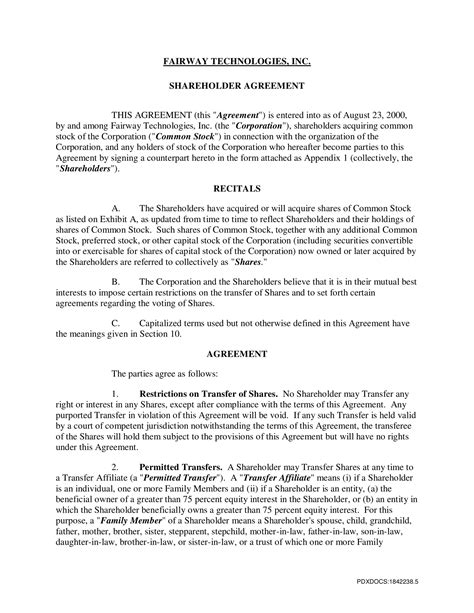 S Corp Shareholder Agreement Template Sfiveband