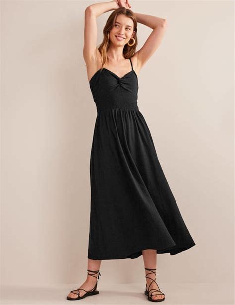 Twist Front Jersey Midi Dress Black Boden Uk