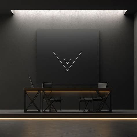 Premium Photo | Minimalist dark office wall for logo mockup