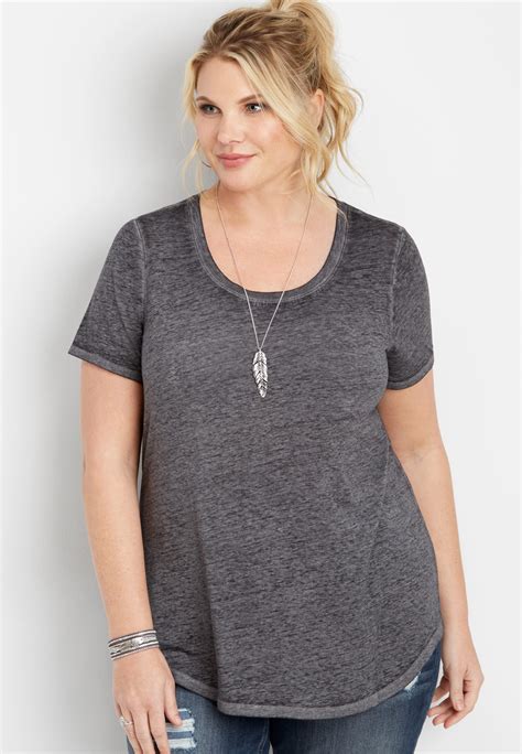 Plus Size 24 7 Scoop Neck Burnwash Tee Maurices