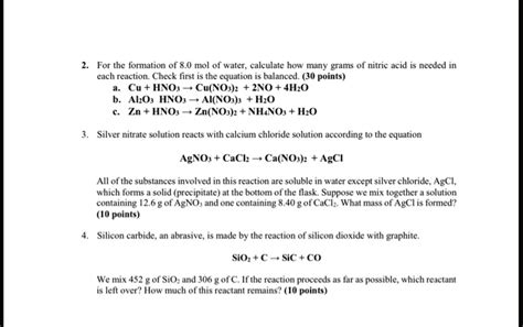 Solved For The Formation Of Mol Of Waler Caleulate How Many Grams Of