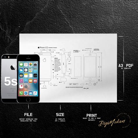 IPhone 5s Teardown Template, iPhone Teardown Template, Framed Iphone