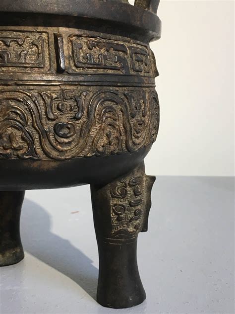 Chinese Archaisit Cast Bronze Ding Tripod Censer Early Th Century