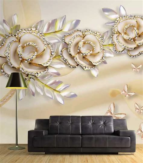 Wall Mural Photo Wallpaper Golden roses with rhinestones Nr. u43345 ...