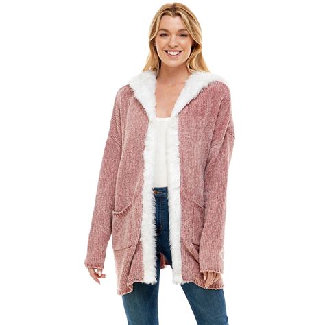 Cardigan Sweater With Hood And Fur Trim – Secret Charm