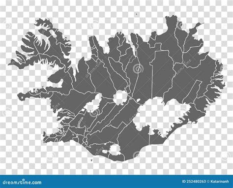 Lege Kaart Van Ijsland In Grijs Hoge Kwaliteitskaarten Voor De