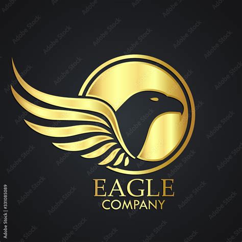 3d golden eagle bird circle logo Stock Vector | Adobe Stock