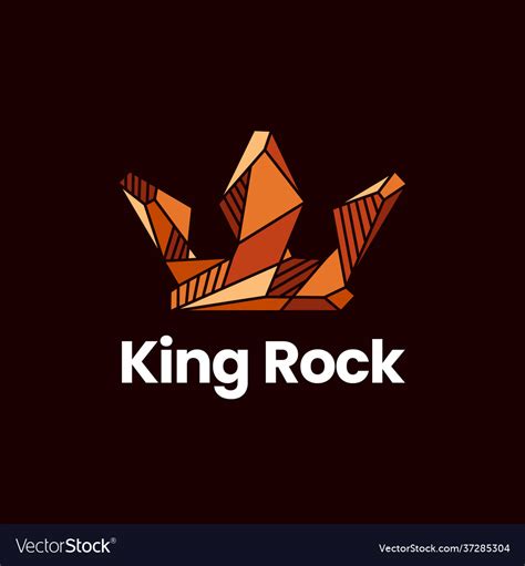 King crown rock stone logo icon Royalty Free Vector Image