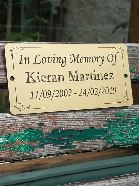 Engraved Memorial Bench Plaque Memorial bench Dedication plaque#29