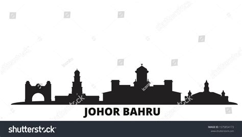 Malaysia Johor Bahru City Skyline Isolated Royalty Free Stock Vector