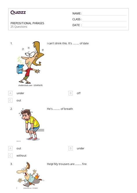 Prepositional Phrases Worksheets For St Year On Quizizz Free