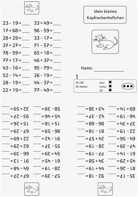 Lernstübchen Kopfrechenheftchen ZR 100 plus minus 3