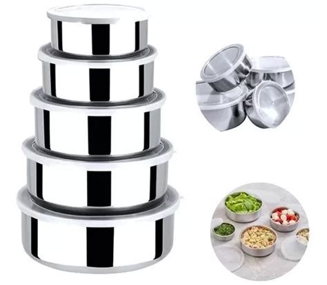 Kit Jogo Multiuso Tigela Bowl A O Inox Pc Saladeira Bacia Frete Gr Tis