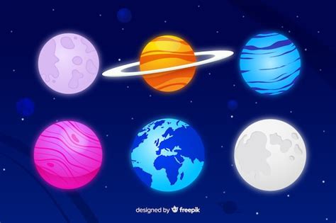 Conjunto De Planetas Coloridos No Sistema Solar Vetor Grátis