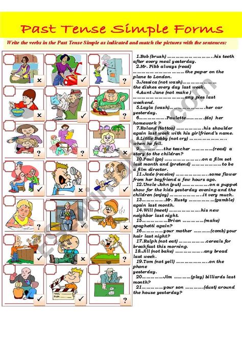 Past Tense Simple Affirmative Negative And Interrogative Forms Esl Worksheet By Alexandra13