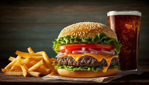 Gegrillter Burger Und Pommes Frites Essen Generative Ai Kostenlose Foto