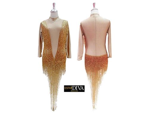Nude Beaded Fringe Dress Robe Cher High End Stage Wear Etsy