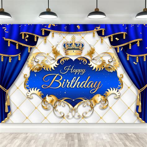 royal prince birthday backdrop blue gold  prince king crown