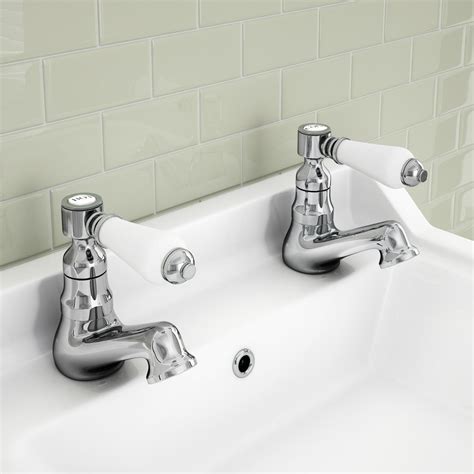 lancaster pair  traditional basin taps  victorian plumbing uk
